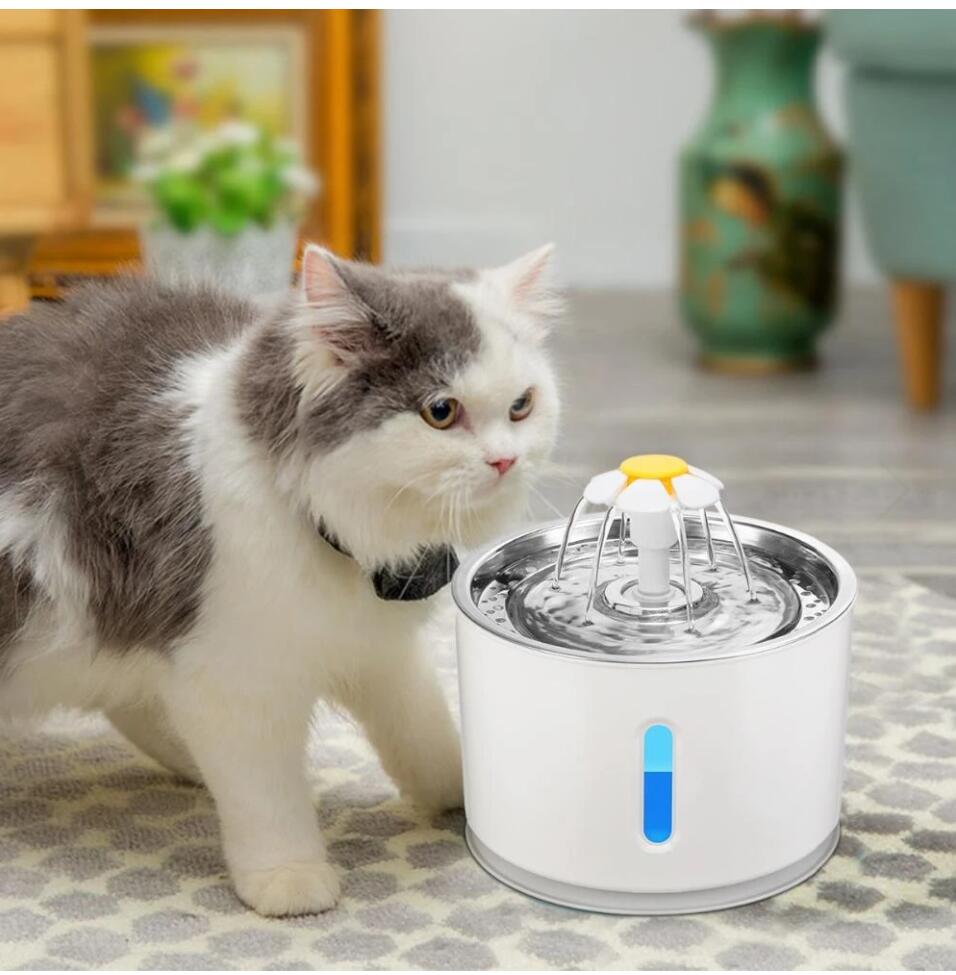 LED-lit Automatic Pet Water Fountain: USB-Powered for Cats and Dogs