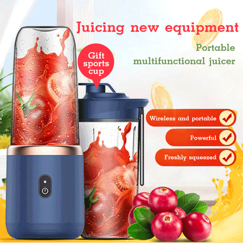 6-Blade Portable Blender: Mini Juicer Cup with USB Charging, Smoothie Extractor, and Ice Crusher